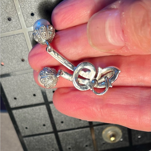 Sterling silver earrings with beautiful pearl drops vintage pierced❤️ - Picture 11 of 13